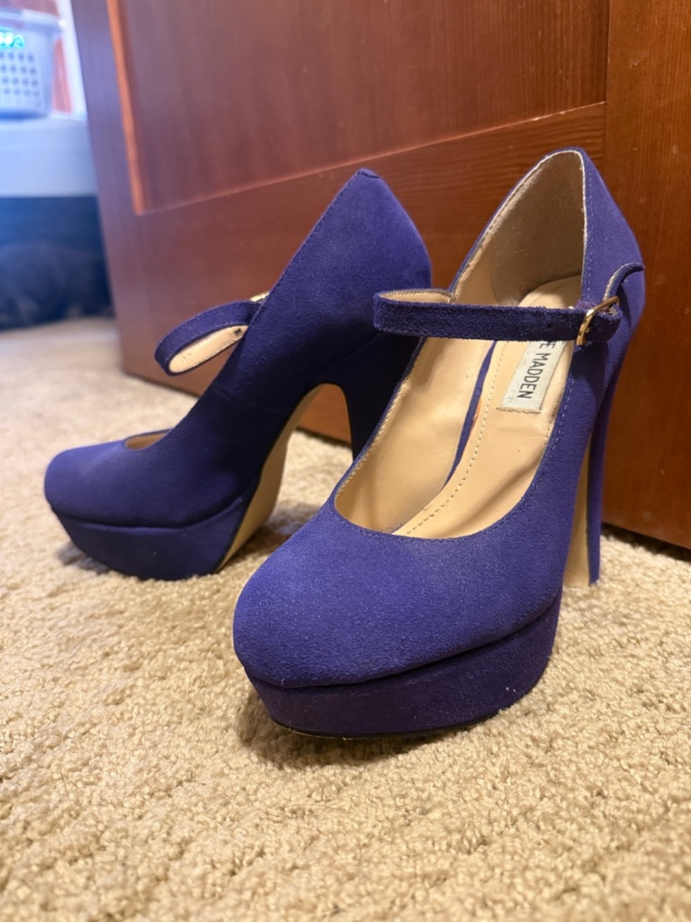 Steve Madden Purple Suede Platform Mary Jane Heels